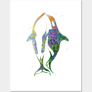 Whales in love Posters and Art